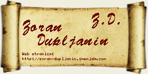 Zoran Dupljanin vizit kartica